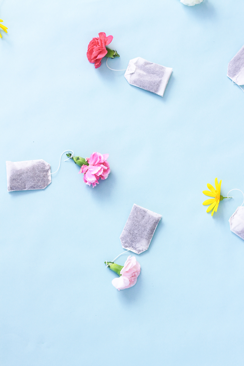 floral tea, diy, tea string
