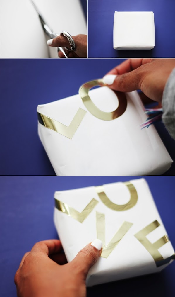 mother's day floral and gold gift wrapping