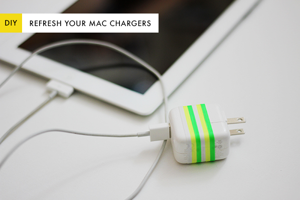 Refresh your mac chargers using colorful plastibands - no more washi tape!
